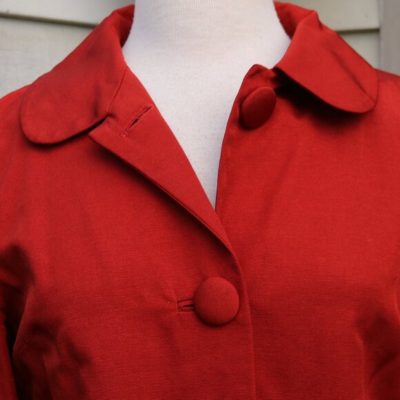 Banana Republic Burnt Orange Round Collar Cotton Blend Cropped Jacket Sz MEDIUM - Picture 2 of 8